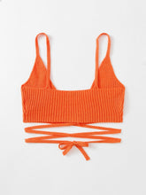 Lace Up Waist Rib Knit Top
